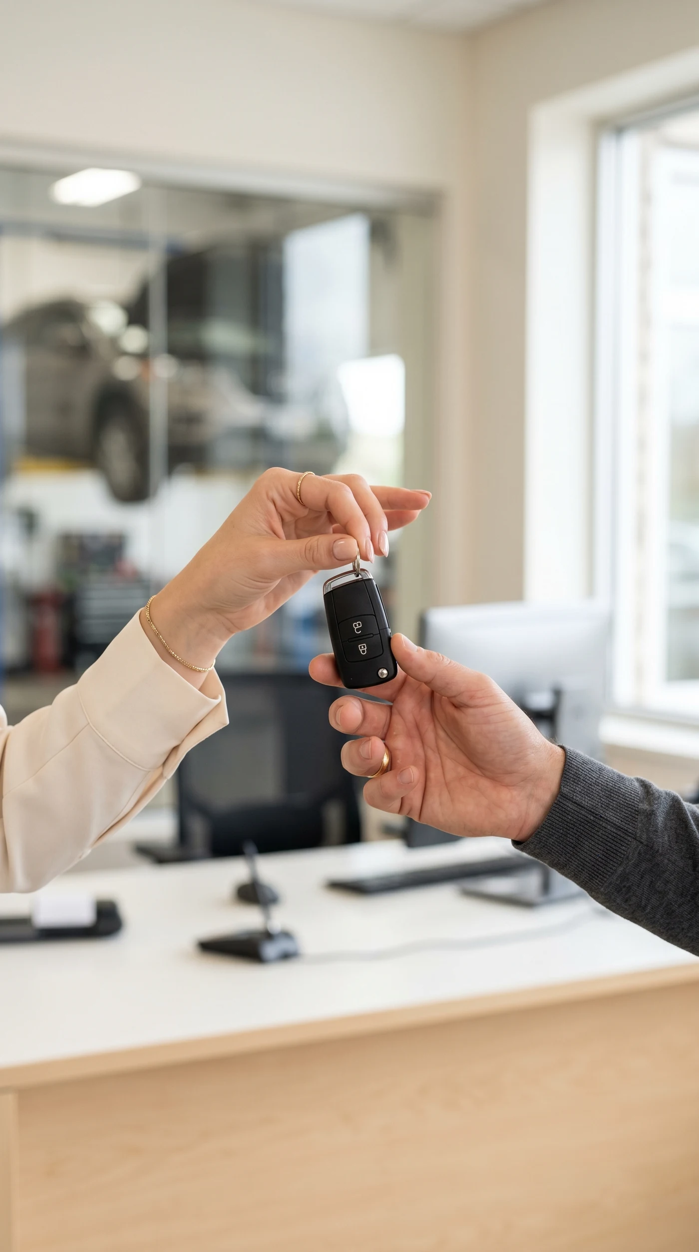 Consegna delle chiavi al cliente nella carrozzeria Nova Umbra, dopo la gestione completa della pratica sinistro